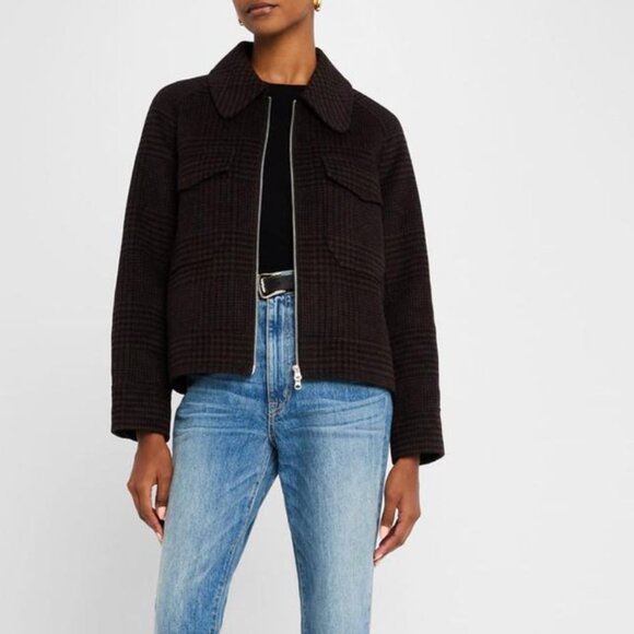 Rails Cheyenne Houndstooth Zip Jacket Brown Wool Blend Womens S - Picture 13 of 13